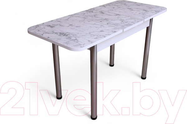 Изображение товара Обеденный стол СВД Юнио 120-150x75 / 053.П15.Х (мрамор каррара/хром)