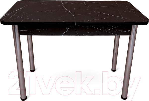 Изображение товара Обеденный стол СВД Юнио 120-150x75 / 053.П20.Х (мрамор неро маркина/хром)