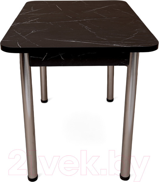 Изображение товара Обеденный стол СВД Юнио 120-150x75 / 053.П20.Х (мрамор неро маркина/хром)