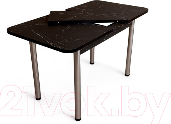 Изображение товара Обеденный стол СВД Юнио 120-150x75 / 053.П20.Х (мрамор неро маркина/хром)