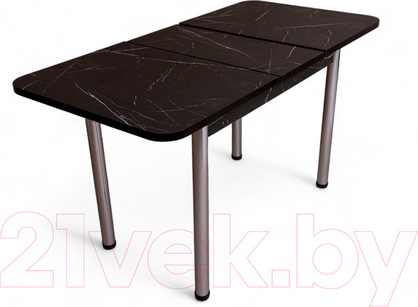 Изображение товара Обеденный стол СВД Юнио 120-150x75 / 053.П20.Х (мрамор неро маркина/хром)