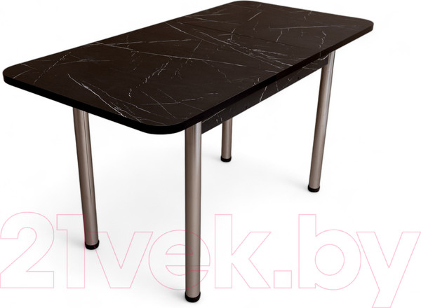 Изображение товара Обеденный стол СВД Юнио 120-150x75 / 053.П20.Х (мрамор неро маркина/хром)