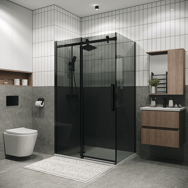 Изображение товара Душевая стенка Grossman Classic 200.K33.04.80.21.10 80x195 (черный матовый/стекло тонированное)