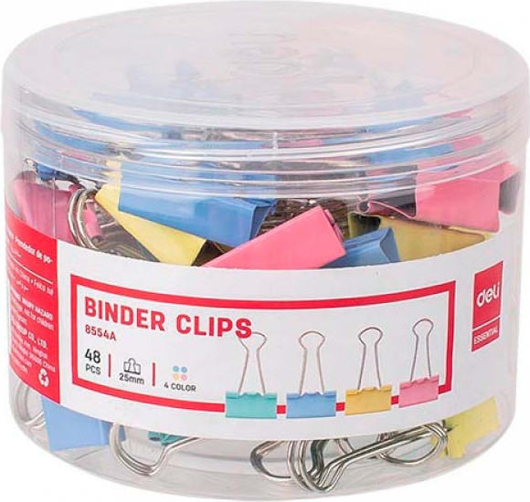 Изображение товара Зажим для бумаги Deli E8554A (48шт, цветной)