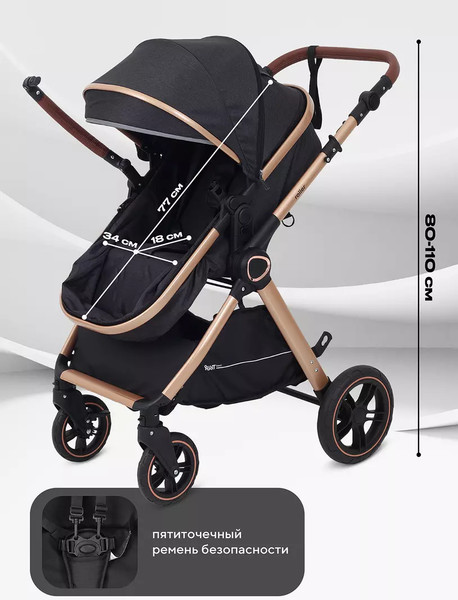 Изображение товара Детская универсальная коляска Rant Basic Roller Gold 2 в 1 / RA161  (Black)