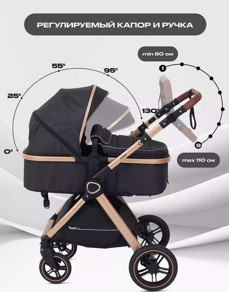 Изображение товара Детская универсальная коляска Rant Basic Roller Gold 2 в 1 / RA161  (Black)