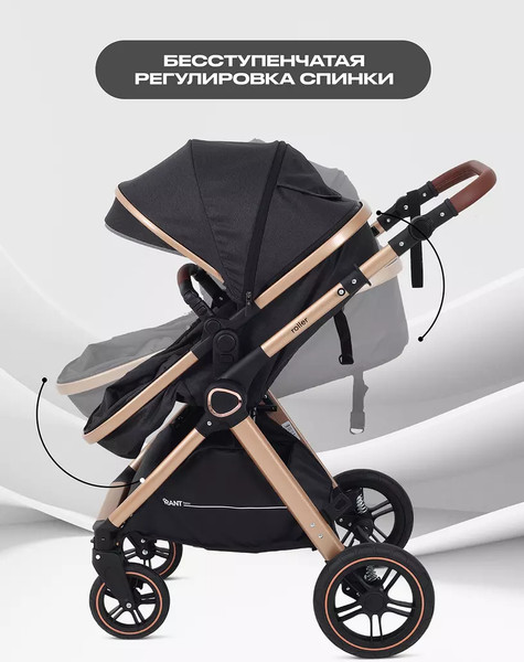 Изображение товара Детская универсальная коляска Rant Basic Roller Gold 2 в 1 / RA161  (Black)