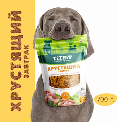 Изображение товара Лакомство для собак TiTBiT Хрустящий завтрак с индейкой для всех пород / 24942 (700г)