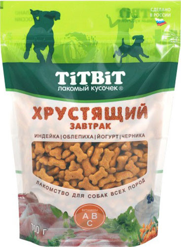 Изображение товара Лакомство для собак TiTBiT Хрустящий завтрак с индейкой для всех пород / 24942 (700г)