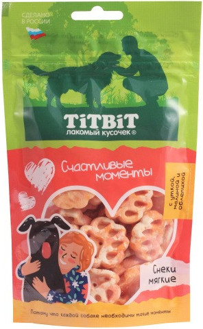 Изображение товара Лакомство для собак TiTBiT Снеки мягкие с уткой, малиной и облепихой / 25758 (100г)