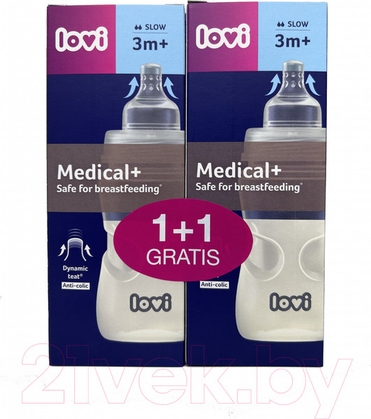 Изображение товара Набор бутылочек для кормления Lovi Medical / 0272 (2шт, 250мл)
