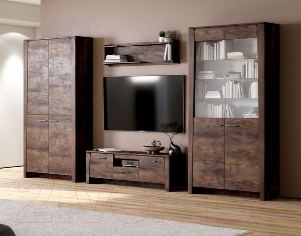 Изображение товара Шкаф с витриной Мебельград Мальта 2-х дверный (таксония)