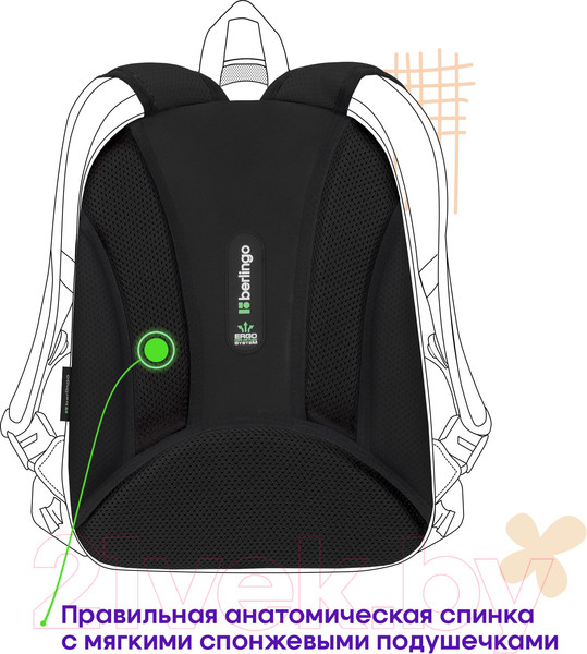 Изображение товара Школьный рюкзак Berlingo Expert Plus. Black And Green / RU-EXPL-10013