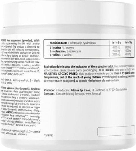 Изображение товара Аминокислоты BCAA Fitmax Pro 8000 Вишня (300г)