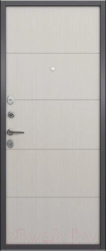 Изображение товара Входная дверь Torex LF2 Alfa LT MP темно-серый букле графит/А6-28 лиственница белая (96x205, левая)