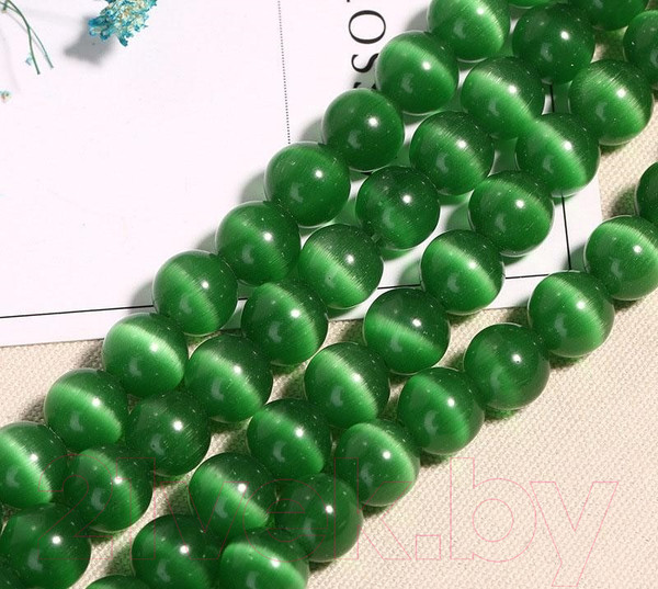 Изображение товара Бусы Wolves Кошачий глаз 3051 (зеленый)