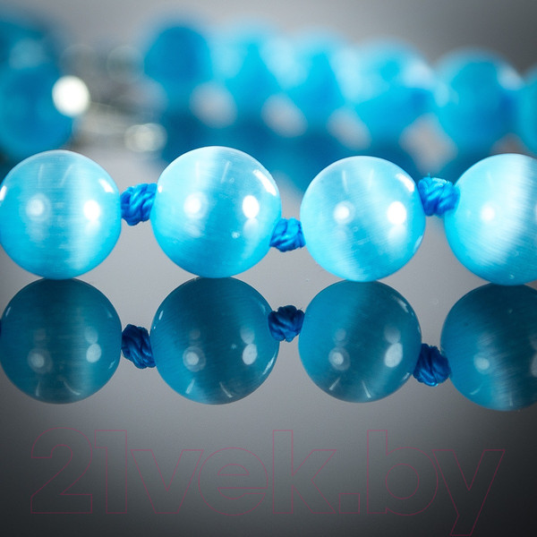 Изображение товара Бусы Wolves Кошачий глаз 3052 (голубой)