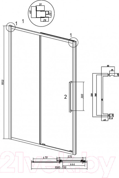 Изображение товара Душевая дверь Grossman Cosmo 100.K33.02.110.21.00 110x195 (черный матовый/стекло прозрачное)