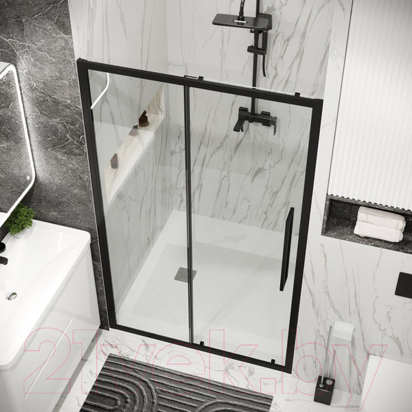 Изображение товара Душевая дверь Grossman Cosmo 100.K33.02.110.21.00 110x195 (черный матовый/стекло прозрачное)