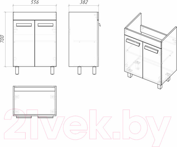 Изображение товара Тумба под умывальник Grossman Нео 60 / 106027