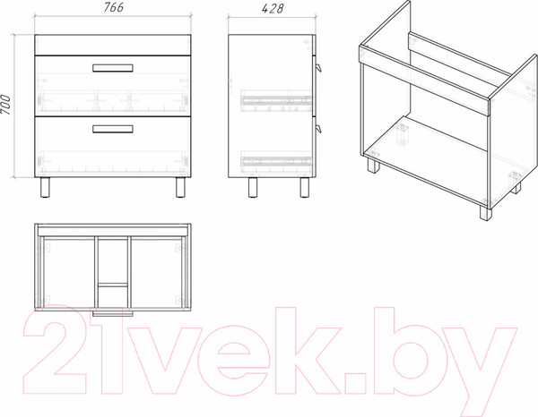 Изображение товара Тумба под умывальник Grossman Нео 80 / 108019