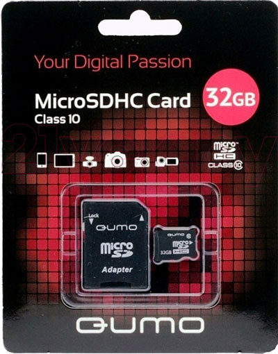 Изображение товара Карта памяти Qumo microSDHC (Class 10) 32GB (QM32GMICSDHC10)