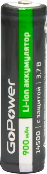 Изображение товара Аккумулятор GoPower 14500 Li-ion AA 3.7В 900мАч / 00-00018357