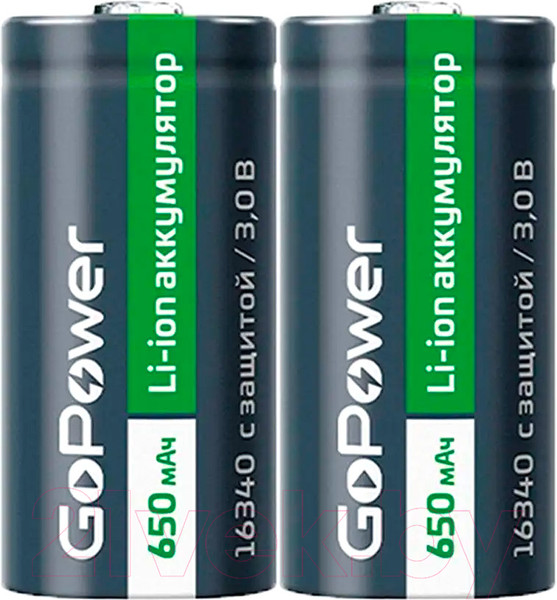 Изображение товара Аккумулятор GoPower 16340 Li-ion 3В 650мАч / 00-00019619