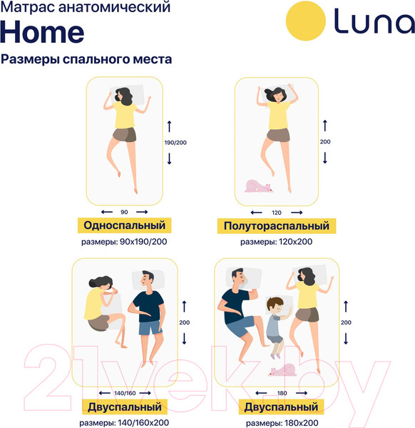 Изображение товара Матрас Luna Home 90x200