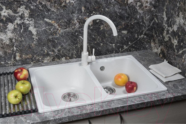 Изображение товара Мойка кухонная Marblan Duas (иней, с сифоном)