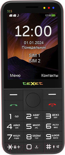 Изображение товара Мобильный телефон Texet TM-315 (черный/красный)