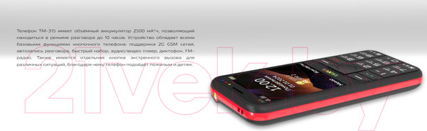 Изображение товара Мобильный телефон Texet TM-315 (черный/красный)