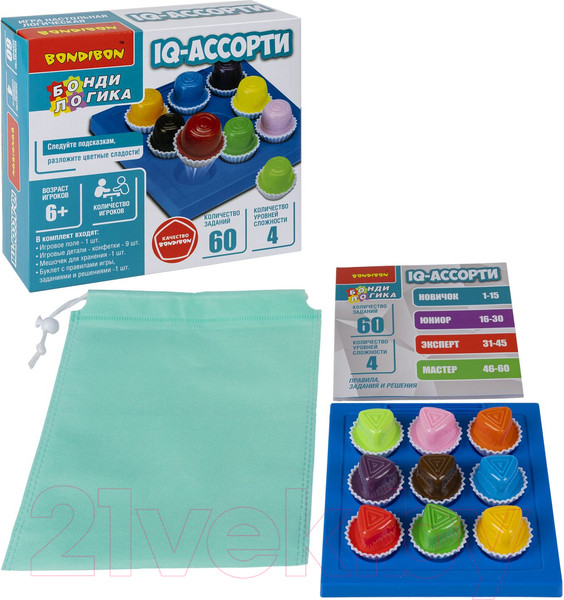Изображение товара Игра-головоломка Bondibon БондиЛогика IQ-Ассорти Треугольные конфеты / ВВ6334-Б