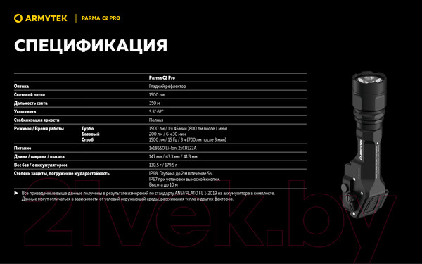 Изображение товара Фонарь Armytek Parma C2 Pro / F09804C
