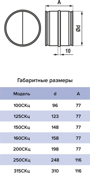 Изображение товара Соединитель воздуховода ERA 100СКц
