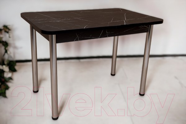 Изображение товара Обеденный стол СВД Юнио 120x75 / 005.П20.Х (мрамор неро маркина/хром)