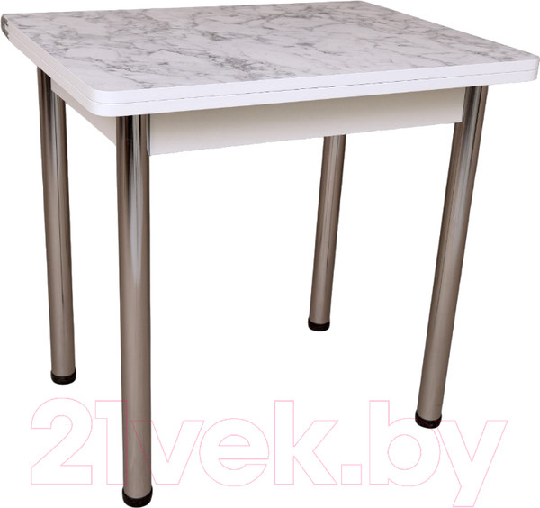 Изображение товара Обеденный стол СВД Юнио 80x60-120 / 013.П15.Х (мрамор каррара/хром)