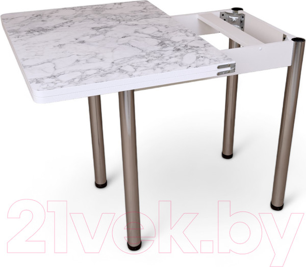 Изображение товара Обеденный стол СВД Юнио 80x60-120 / 013.П15.Х (мрамор каррара/хром)