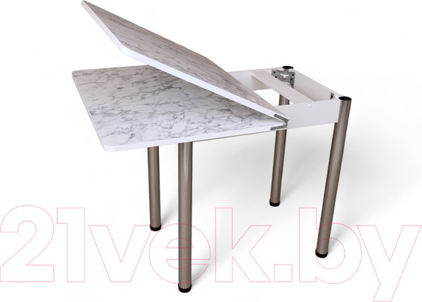 Изображение товара Обеденный стол СВД Юнио 80x60-120 / 013.П15.Х (мрамор каррара/хром)
