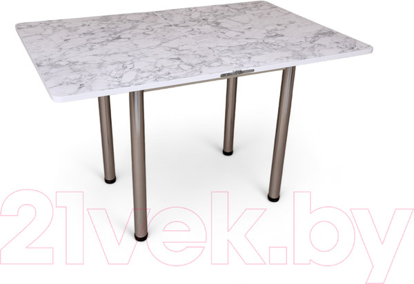 Изображение товара Обеденный стол СВД Юнио 80x60-120 / 013.П15.Х (мрамор каррара/хром)