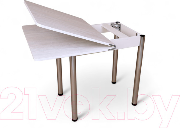 Изображение товара Обеденный стол СВД Юнио 80x60-120 / 013.П17.Х (ледяное дерево/хром)