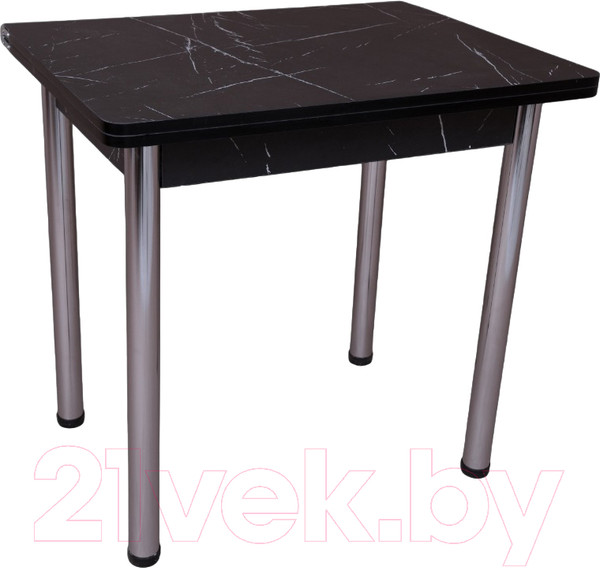 Изображение товара Обеденный стол СВД Юнио 80x60-120 / 013.П20.Х (мрамор неро маркина/хром)