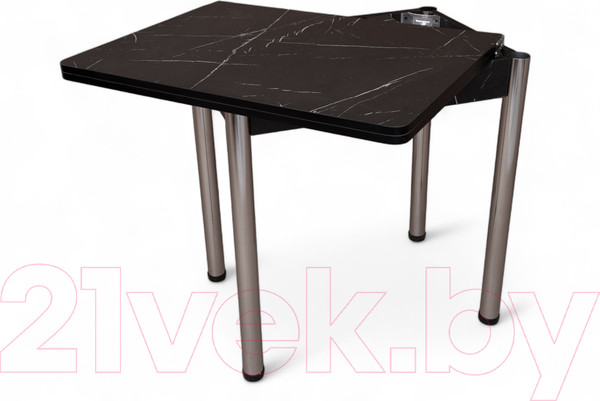 Изображение товара Обеденный стол СВД Юнио 80x60-120 / 013.П20.Х (мрамор неро маркина/хром)