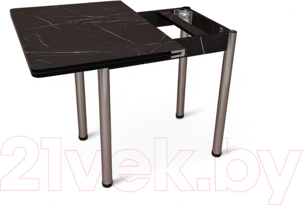Изображение товара Обеденный стол СВД Юнио 80x60-120 / 013.П20.Х (мрамор неро маркина/хром)