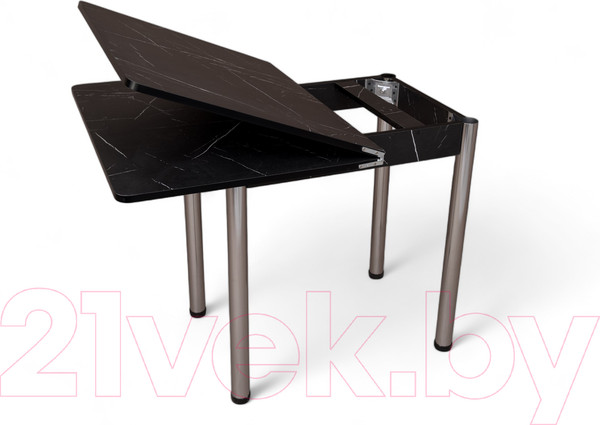 Изображение товара Обеденный стол СВД Юнио 80x60-120 / 013.П20.Х (мрамор неро маркина/хром)