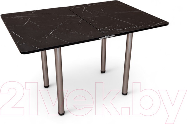 Изображение товара Обеденный стол СВД Юнио 80x60-120 / 013.П20.Х (мрамор неро маркина/хром)