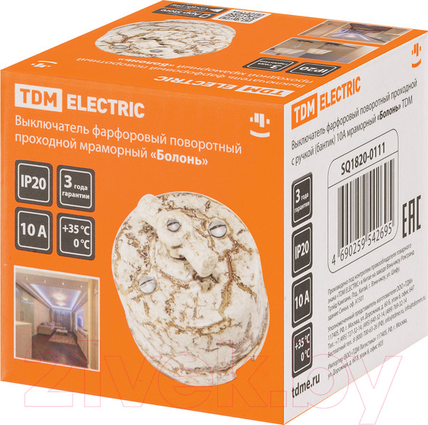 Изображение товара Выключатель TDM Болонь SQ1820-0111 (мраморный)