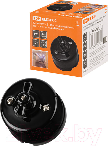 Изображение товара Выключатель TDM Болонь SQ1820-0211 (черный)