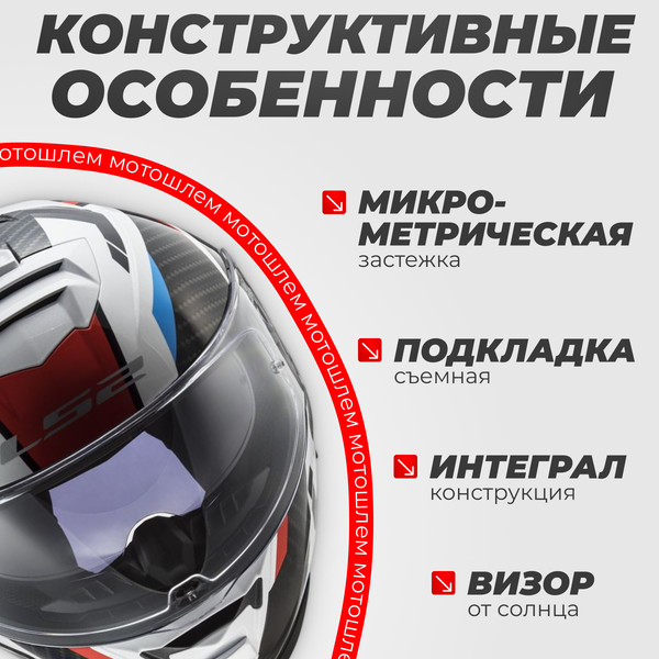 Изображение товара Мотошлем LS2 FF800 Storm II Racer (2XL, красный/синий)