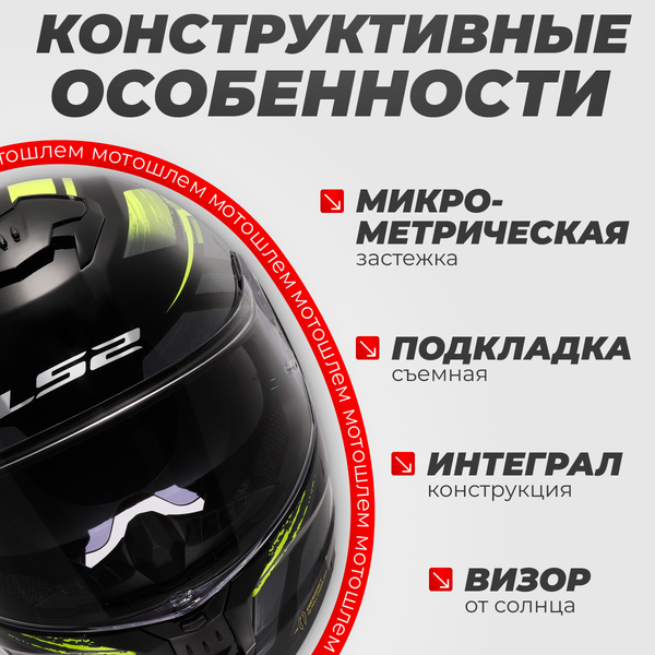 Изображение товара Мотошлем LS2 FF808 Stream 2 Fury (XS, черный/желтый)